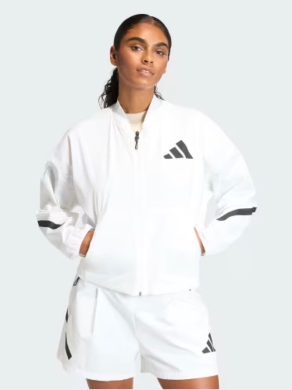 Adidas Women's Full-Zip Training Jacket – White – Size Large